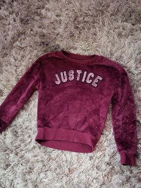 Justice Plush Maroon Crewneck Pullover